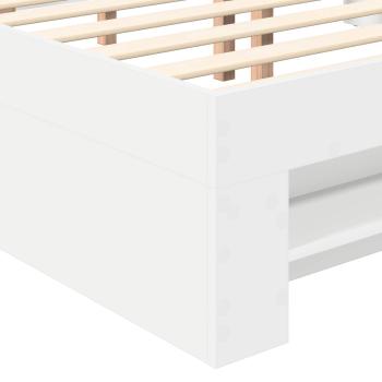 Bettrahmen mit Kopfteil Weiß 140 x 200 cm Holzwerkstoff