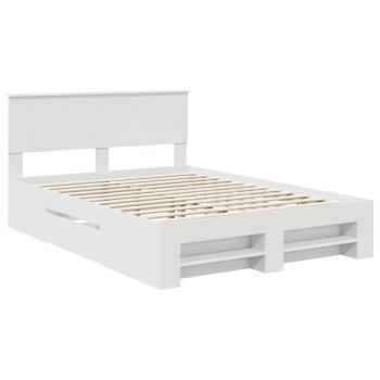 Bettrahmen mit Kopfteil Weiß 140 x 200 cm Holzwerkstoff