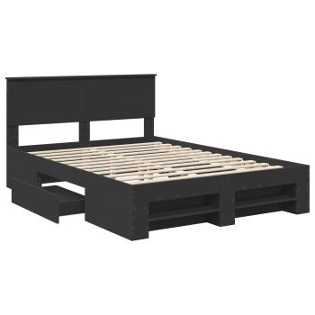 Bettrahmen mit Kopfteil Schwarz 140 x 200 cm Holzwerkstoff