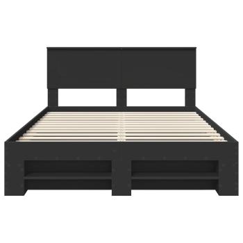 Bettrahmen mit Kopfteil Schwarz 140 x 200 cm Holzwerkstoff
