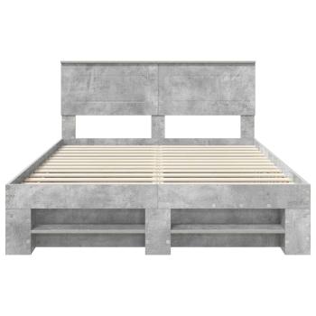 Bettrahmen mit Kopfteil Beton Grau 140 x 200 cm Holzwerkstoff