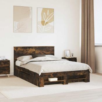 ARDEBO.de - Bettrahmen Geräucherte Eiche 140 x 200 cm Holzwerkstoff