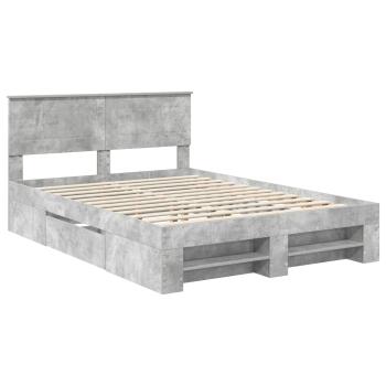 Bettrahmen mit Kopfteil Beton Grau 140 x 200 cm Holzwerkstoff