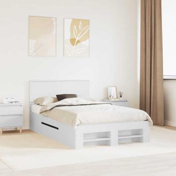 ARDEBO.de - Bettrahmen mit Kopfteil Weiß 137 x 203 cm Holzwerkstoff