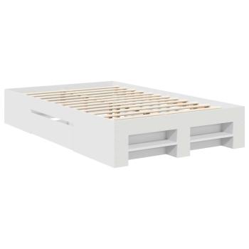 Bettrahmen mit Kopfteil Weiß 137 x 203 cm Holzwerkstoff