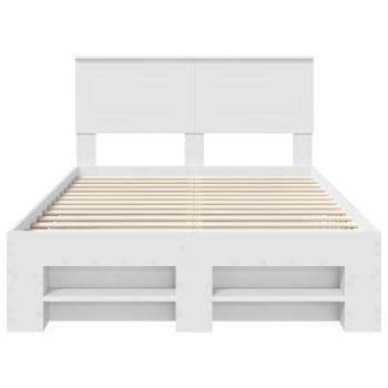 Bettrahmen mit Kopfteil Weiß 137 x 203 cm Holzwerkstoff