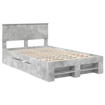 Bettrahmen mit Kopfteil Beton Grau 137 x 203 cm Holzwerkstoff