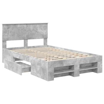 Bettrahmen mit Kopfteil Beton Grau 137 x 203 cm Holzwerkstoff