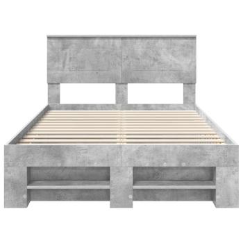 Bettrahmen mit Kopfteil Beton Grau 137 x 203 cm Holzwerkstoff