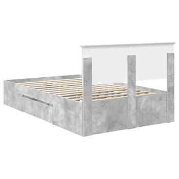 Bettrahmen mit Kopfteil Beton Grau 137 x 203 cm Holzwerkstoff