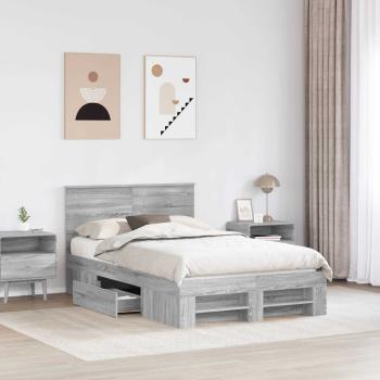 Bettrahmen Graues Sonoma 137 x 203 cm Holzwerkstoff