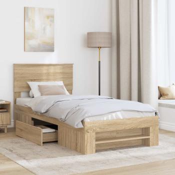 Bettrahmen mit Kopfteil Sonoma-Eiche 100 x 200 m Holzwerkstoff