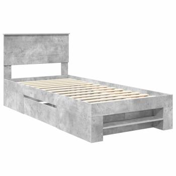 Bettrahmen mit Kopfteil Beton Grau 100 x 200 m Holzwerkstoff