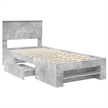 Bettrahmen mit Kopfteil Beton Grau 100 x 200 m Holzwerkstoff
