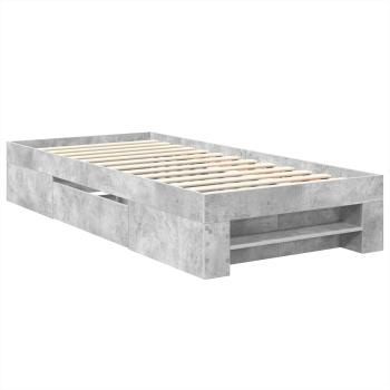 Bettrahmen mit Kopfteil Beton Grau 100 x 200 m Holzwerkstoff