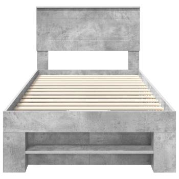 Bettrahmen mit Kopfteil Beton Grau 100 x 200 m Holzwerkstoff