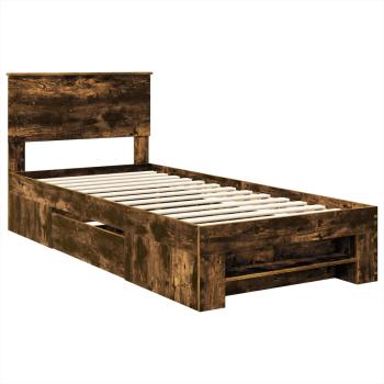 ARDEBO.de - Bettrahmen Geräucherte Eiche 90 x 200 cm Holzwerkstoff