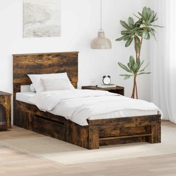 ARDEBO.de - Bettrahmen Geräucherte Eiche 90 x 200 cm Holzwerkstoff