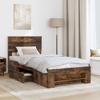 Bettrahmen Geräucherte Eiche 90 x 200 cm Holzwerkstoff