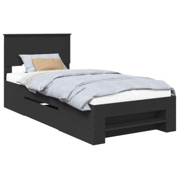 Bettrahmen mit Kopfteil Schwarz 80 x 200 cm Holzwerkstoff