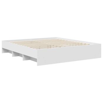 Bettrahmen mit Kopfteil Weiß 200 x 200 cm Holzwerkstoff