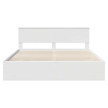 Bettrahmen mit Kopfteil Weiß 200 x 200 cm Holzwerkstoff