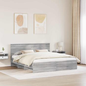 Bettrahmen Graues Sonoma 200 x 200 cm Holzwerkstoff