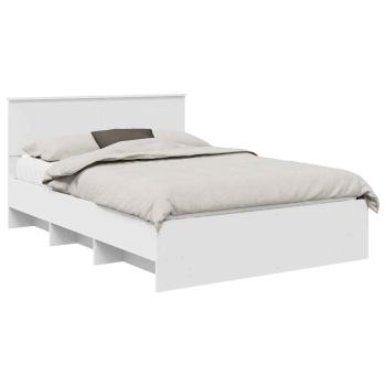 Bettrahmen mit Kopfteil Weiß 160 x 200 cm Holzwerkstoff