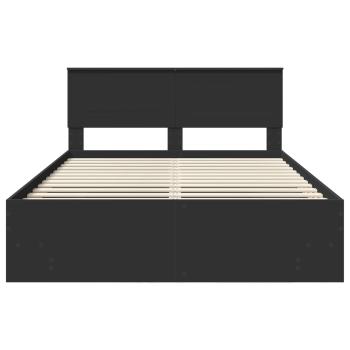 Bettrahmen mit Kopfteil Schwarz 160 x 200 cm Holzwerkstoff