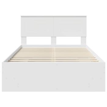 Bettrahmen mit Kopfteil Weiß 120 x 123 cm Holzwerkstoff