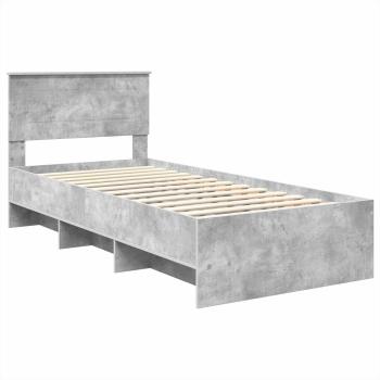 Bettrahmen mit Kopfteil Beton Grau 90 x 200 cm Holzwerkstoff
