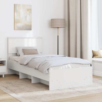 Bettrahmen mit Kopfteil Weiß 90 x 200 cm Holzwerkstoff