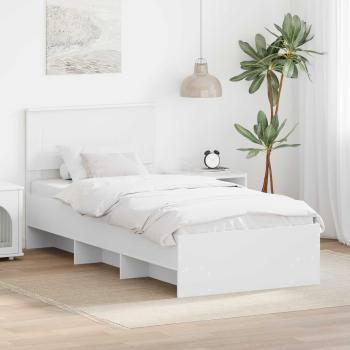 ARDEBO.de - Bettrahmen mit Kopfteil Weiß 80 x 200 cm Holzwerkstoff