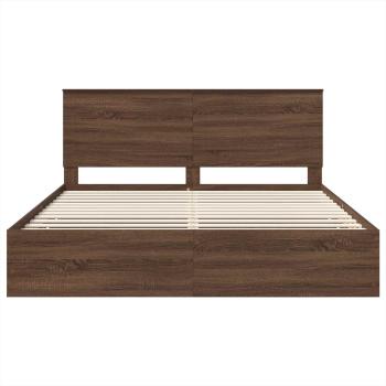 Bettrahmen Braun Eichen-Optik 200 x 200 cm Ingenieurs Holz