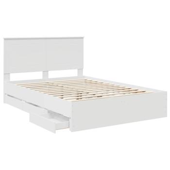 Bettrahmen mit Schubladen Weiß 160 x 200 cm Ingenieurs Holz