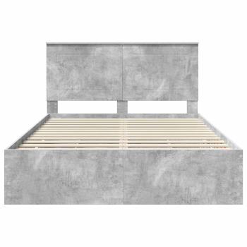 Bettrahmen mit Kopfteil Beton Grau 150 x 200 cm Ingenieurs Holz
