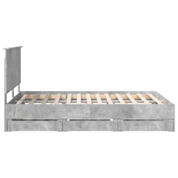 Bettrahmen mit Kopfteil Beton Grau 150 x 200 cm Ingenieurs Holz