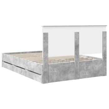 Bettrahmen mit Kopfteil Beton Grau 140 x 190 cm Ingenieurs Holz