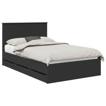 Bettrahmen mit Schubladen Schwarz 120 x 190 cm Ingenieurs Holz
