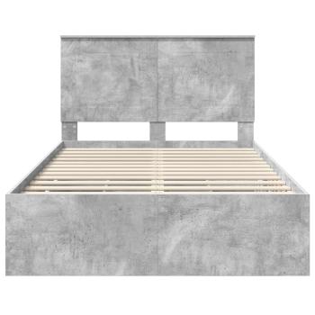 Bettrahmen mit Kopfteil Beton Grau 120 x 190 cm Ingenieurs Holz