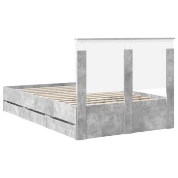 Bettrahmen mit Kopfteil Beton Grau 120 x 190 cm Ingenieurs Holz