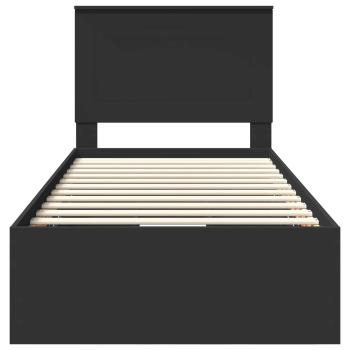 Bettrahmen mit Schubladen Schwarz 100 x 200 cm Ingenieurs Holz