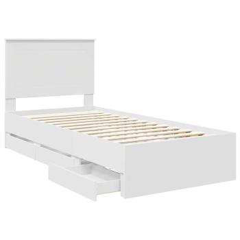 Bettrahmen mit Schubladen Weiß 90 x 200 cm Ingenieurs Holz