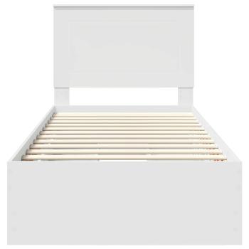 Bettrahmen mit Schubladen Weiß 90 x 200 cm Ingenieurs Holz