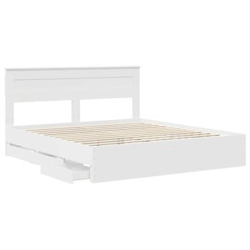 Bettrahmen mit Schubladen Weiß 200 x 200 cm Ingenieurs Holz