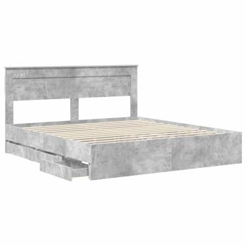 Bettrahmen mit Kopfteil Beton Grau 200 x 200 cm Ingenieurs Holz