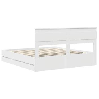 Bettrahmen mit Schubladen Weiß 180 x 200 cm Ingenieurs Holz