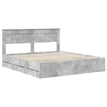 Bettrahmen mit Kopfteil Beton Grau 180 x 200 cm Ingenieurs Holz