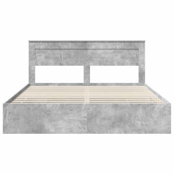 Bettrahmen mit Kopfteil Beton Grau 180 x 200 cm Ingenieurs Holz