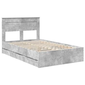 Bettrahmen mit Kopfteil Beton Grau 120 x 190 cm Ingenieurs Holz